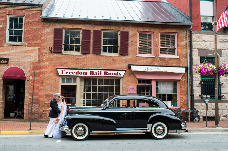 Wedding photos in Chevrolet Fleetster Downtown Leesburg Virginia