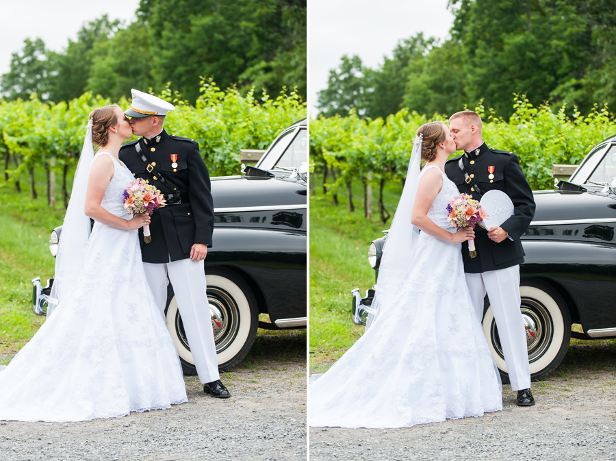 Bridal party photos in winery