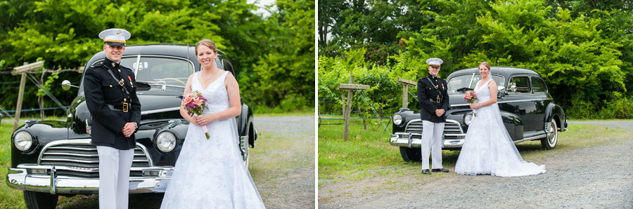 Bridal party photos in winery