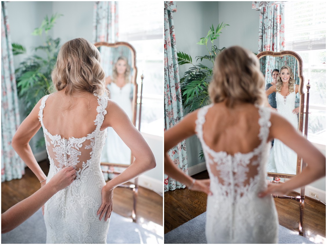 Bride getting ready in mirror | Brittland Manor | Rob Korb | My Eastern Shore Wedding 