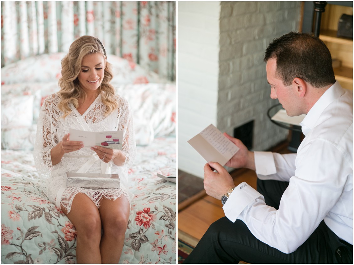 Bride and groom reading love letters | Brittland Manor | Rob Korb | My Eastern Shore Wedding 