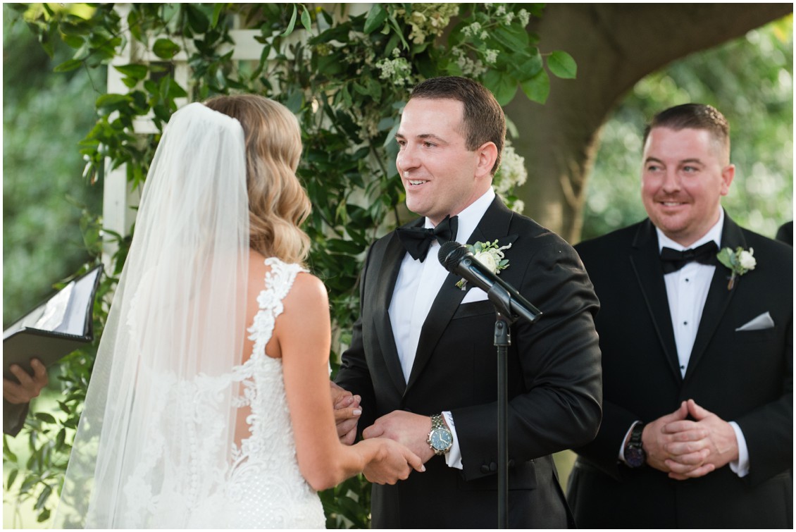 Bride and groom during ceremony | Brittland Manor | Rob Korb | My Eastern Shore Wedding 
